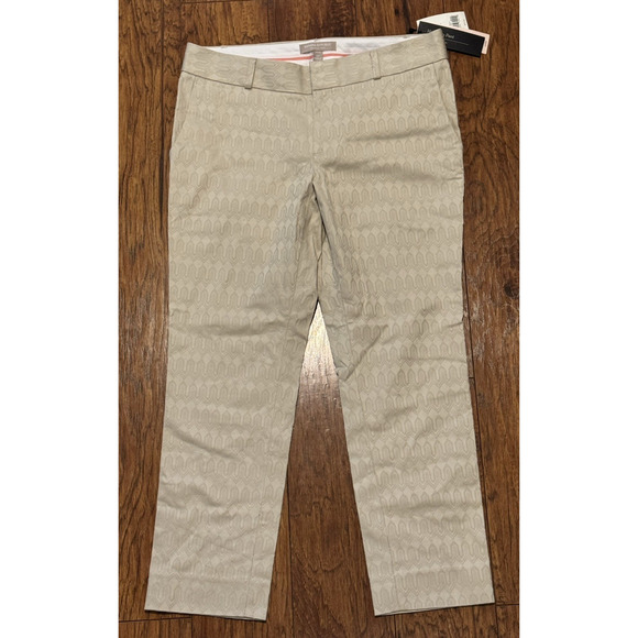 Banana Republic Dress Pants Hampton Fit Crop Beige Patterned - Women's 4 Petite - Picture 6 of 10